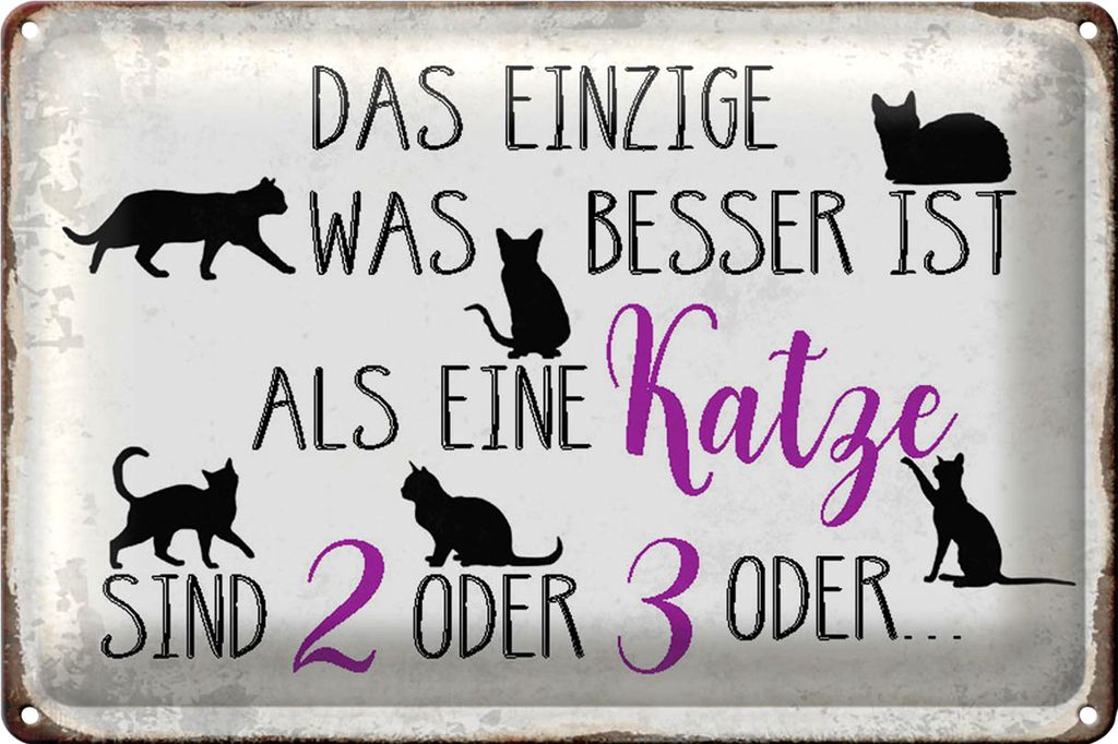 Blechschild Spruch 18x12cm einzige was besser ist als Katze