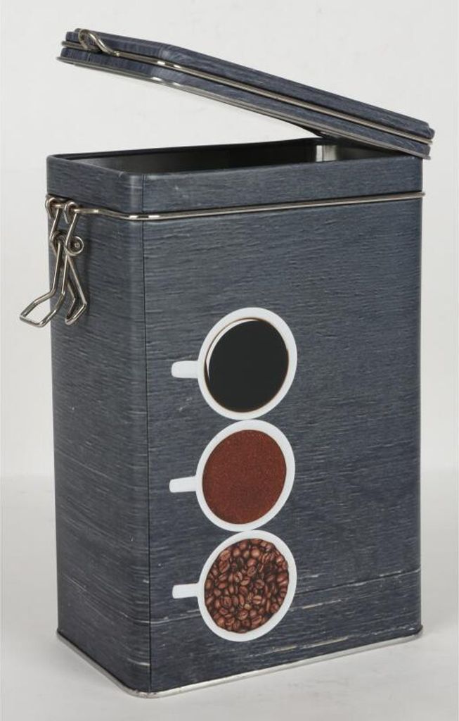 12 Stück Metall-Kaffeedose 12x8x19cm grau mit Clip-Verschluss Gefäß Küche