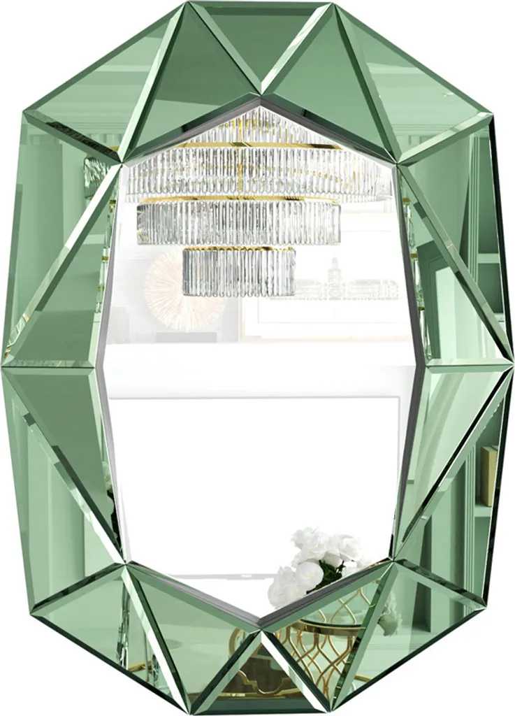 Agrandir l'Espace avec le Miroir Mural Diamant Vert 100x72 cm WISFOR