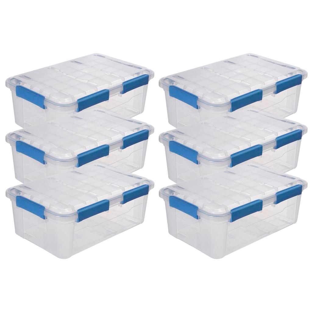 Kreher Aufbewahrungsbox 32 L mit Deckel - wasserdicht & staubdicht, transparent & stapelbar, BPA- & schadstofffrei, robuste Kunststoffbox (6 Stück)