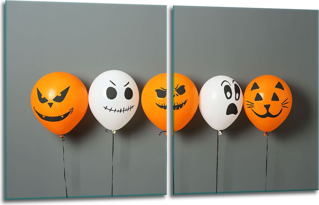 Herdabdeckplatten 2x40x52 Glaskeramikkochfeld 2-Teilig Glas Spritzschutz Halloween