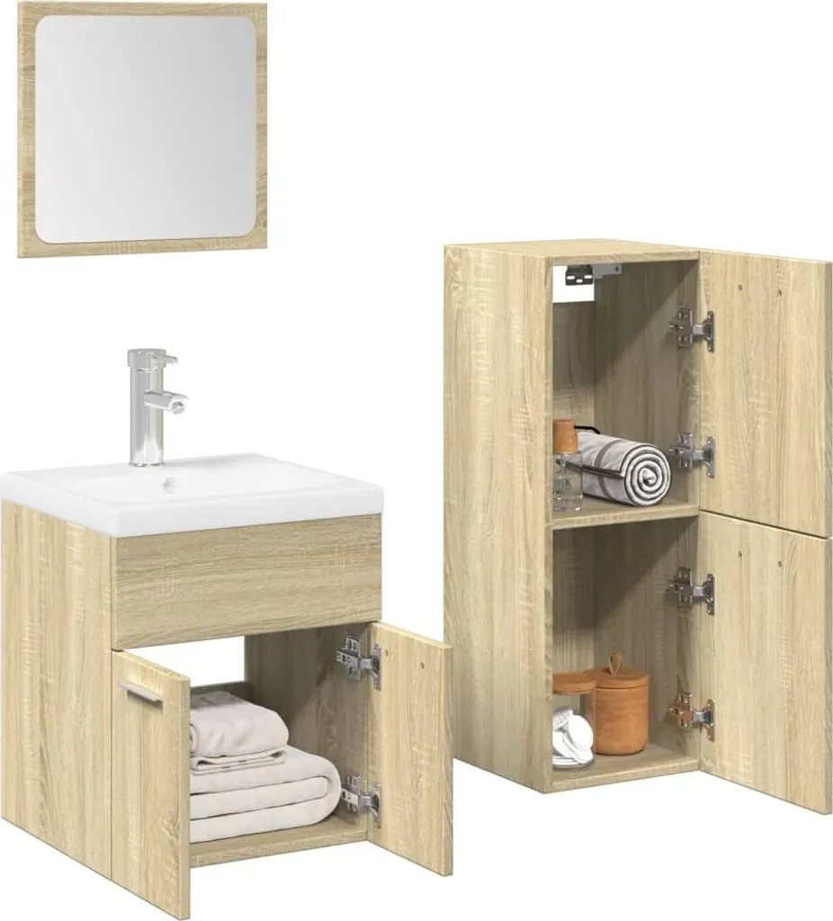 Set Mobili da Bagno Maison Exclusive Legno Sonoma 3 pz Offerta