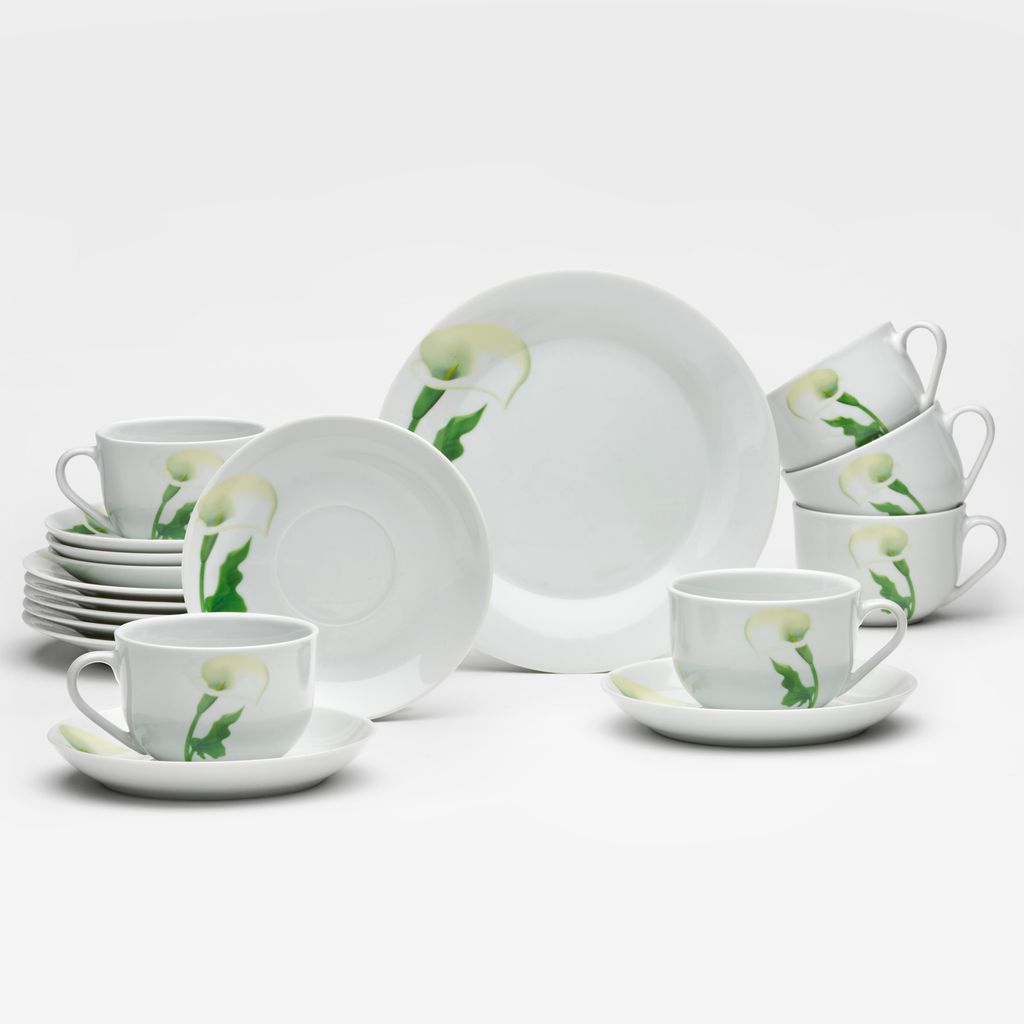 Kaffee-Set Elegant Calla 18-teilig Porzellan weiß mit Produktbild 