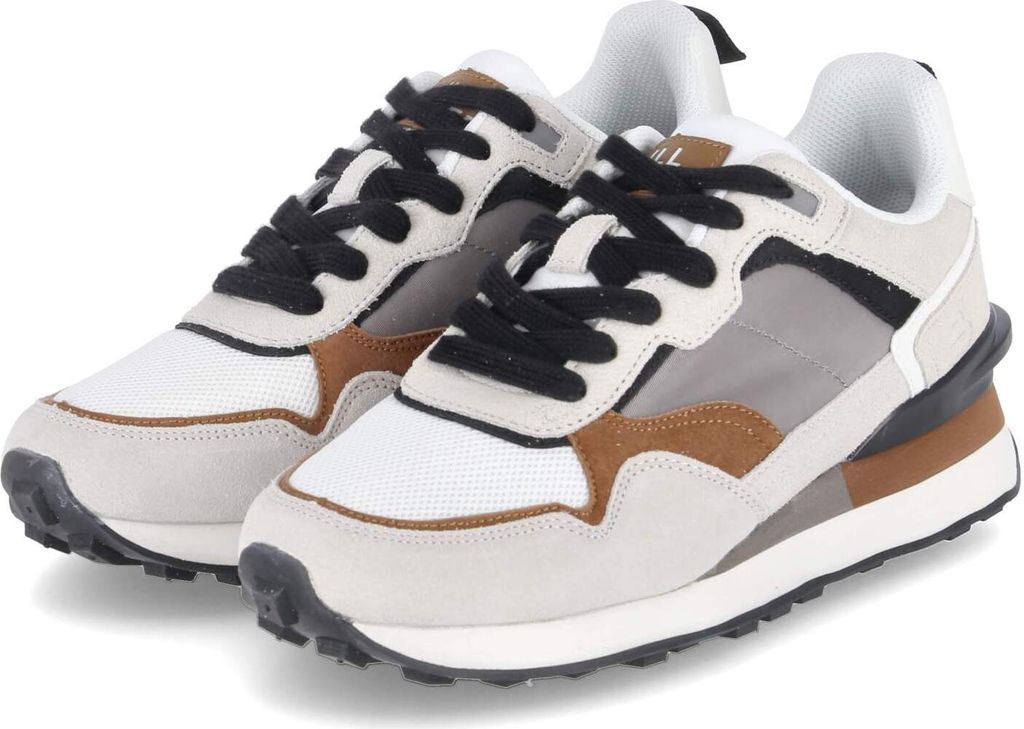 Bullboxer Herren Low Sneaker Weiß Grau Leder Textil Synthetik Größe: 42