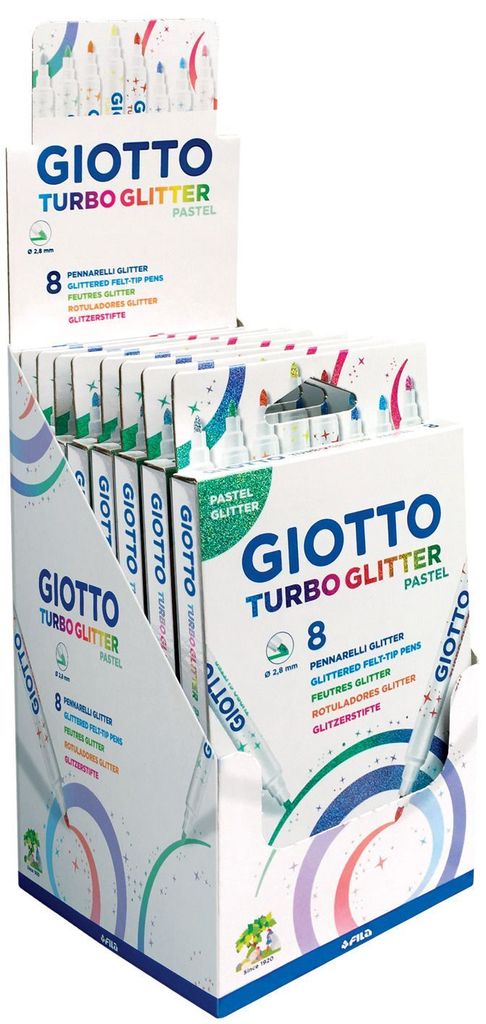 8 Giotto Turbo Glitter Pastel Fasermaler Image du produit 