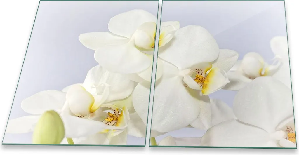 Set 2 Copri Piano Cottura Vetro Bianco Fiori 40x52 - Protezione Casa