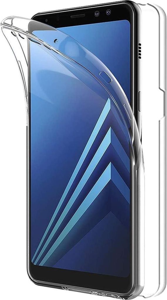 A clear phone case is shown on a white background, partially covering a smartphone.