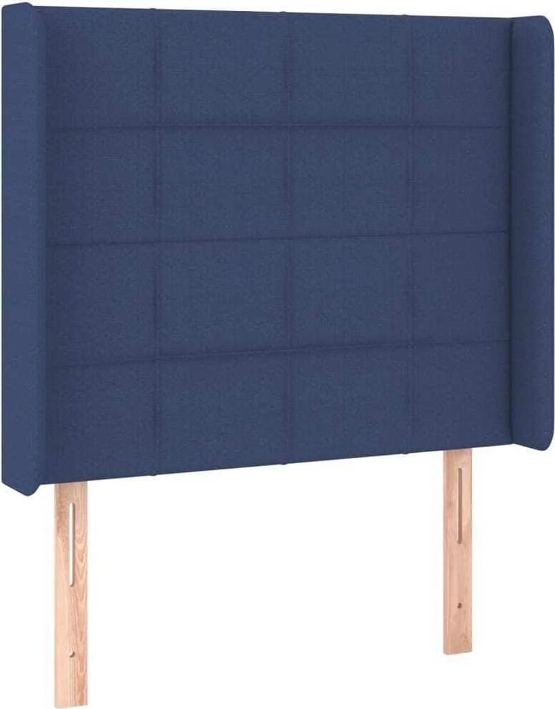 vidaXL Kopfteil mit Ohren Blau 93x16x118/128 cm Stoff