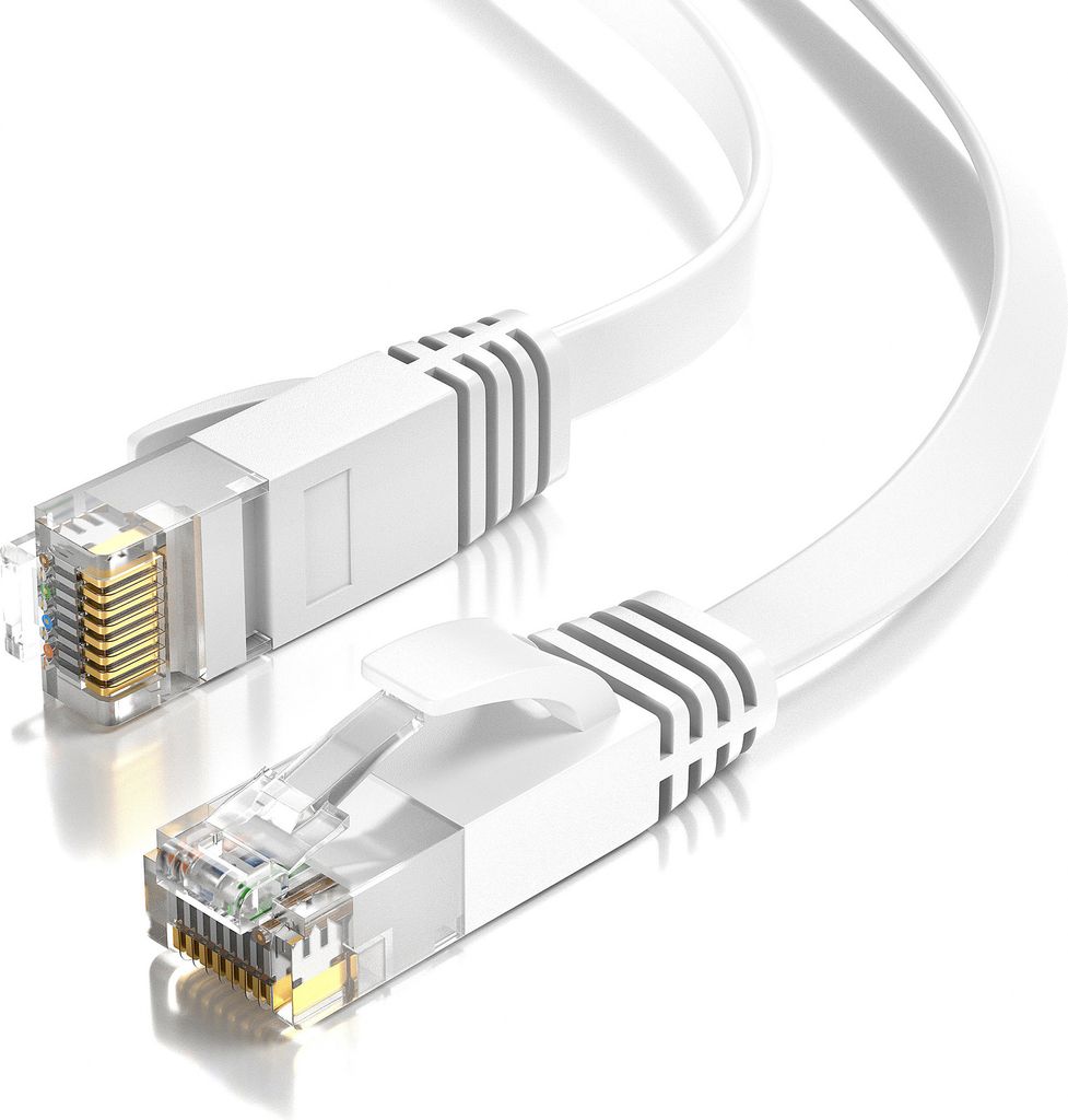 CAT 6 Patchkabel Flach | RJ45 Kabel LAN Ethernet Netzwerkkabel - Weiß 3m