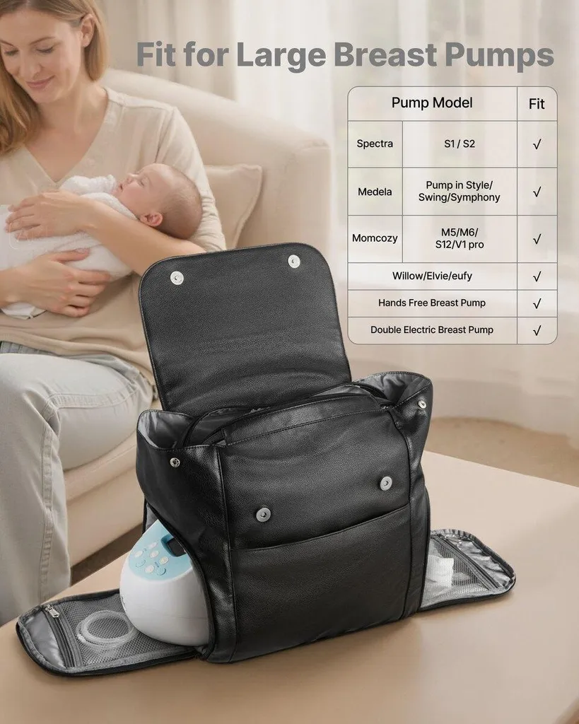 Zaino per tiralatte, borsa per l'allattamento con sacchetto refrigerante, adatto per S1/S2, accessori per il tiralatte e conservazione del latte materno, custodia portatile per il tiralatte per il lavoro, i viaggi e l'uso familiare, nero - 4