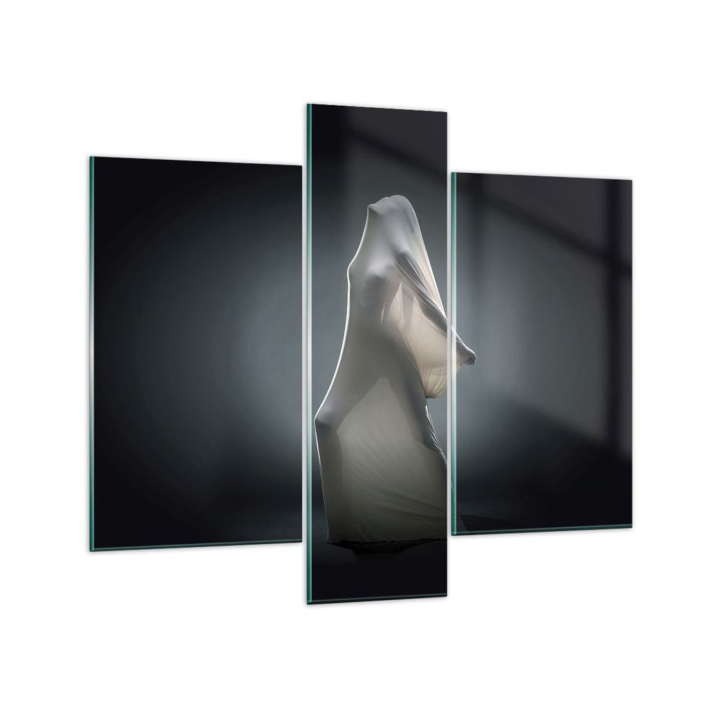 Bilder auf glas - 3 Teile - Künstlerisch Frau Kampf - 95x80cm - Glasbilder - Wandbilder - Bilder - zum Aufhängen bereit - Wanddekoration aus Glas...