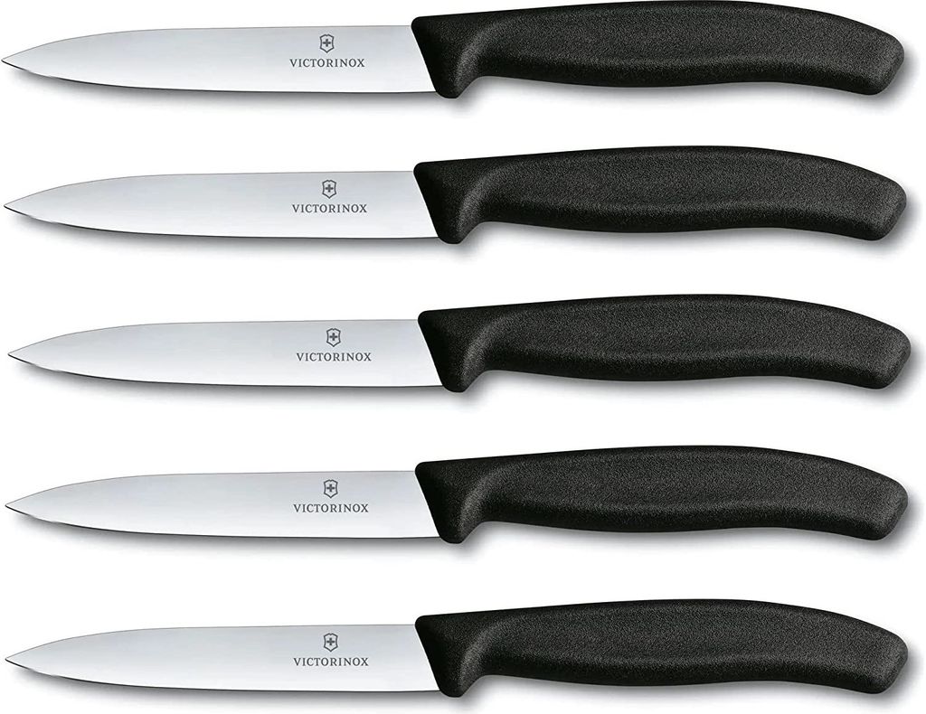 Victorinox | Swiss Classic Gemüsemesser Set | 10 cm Klinge | ideal für Tomaten & Gemüse | 5-teilig | schwarzer Griff | präzise & langlebig