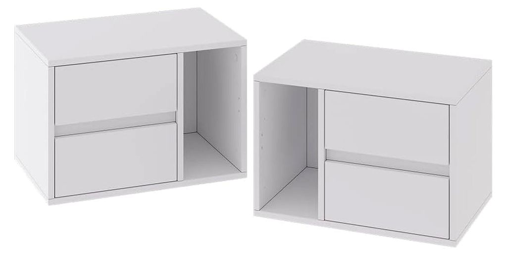 Nachttisch Vimogo, Weiß, 2er Set, flexibel neben Bett oder Sofa platzierbar