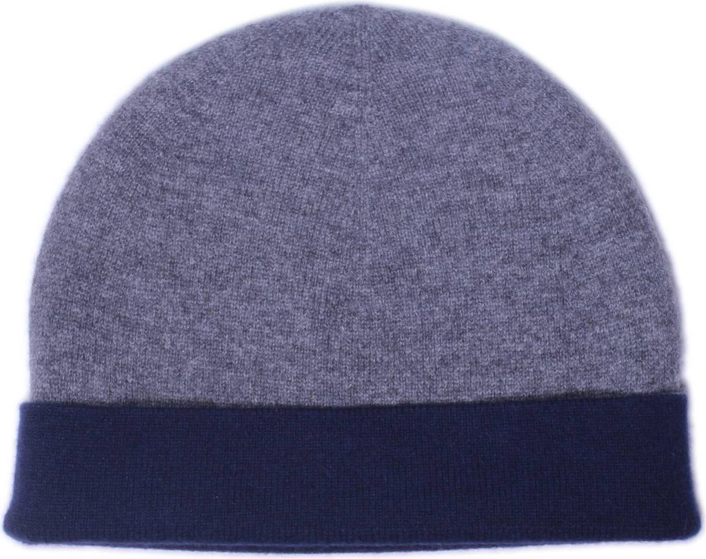 TUMELO 100% Kaschmir Mütze Damen & Herren, edle Cashmere Strickmütze, Uni, warme wendbare Wintermütze - Anthrazit