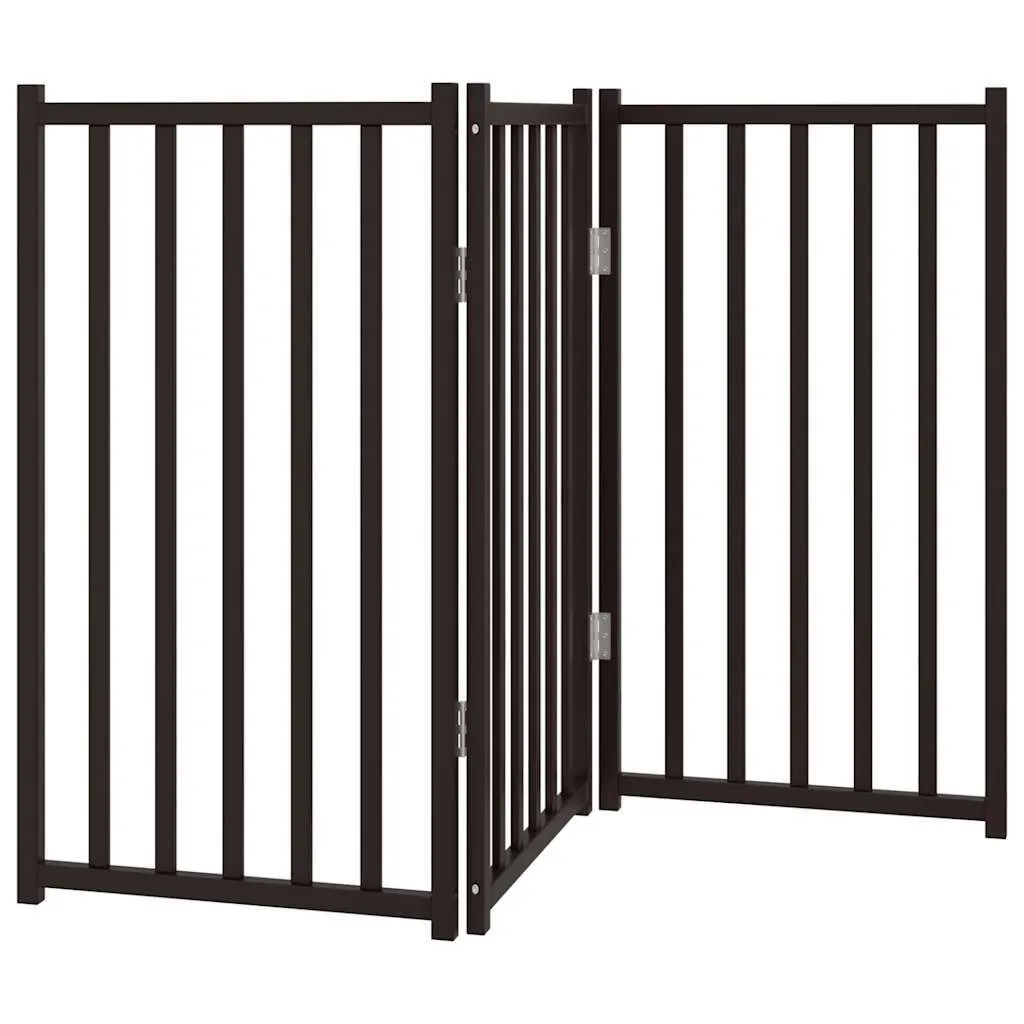 vidaXL Cancelletto pieghevole per cani 3 pezzi nero 150 cm in legno massiccio di abete
