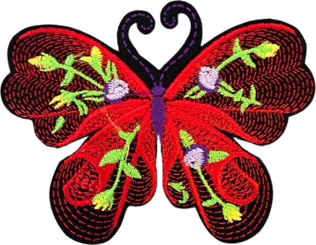 Schmetterling-Emblem-Aufnäher zum Aufbügeln, künstlerisches Rot