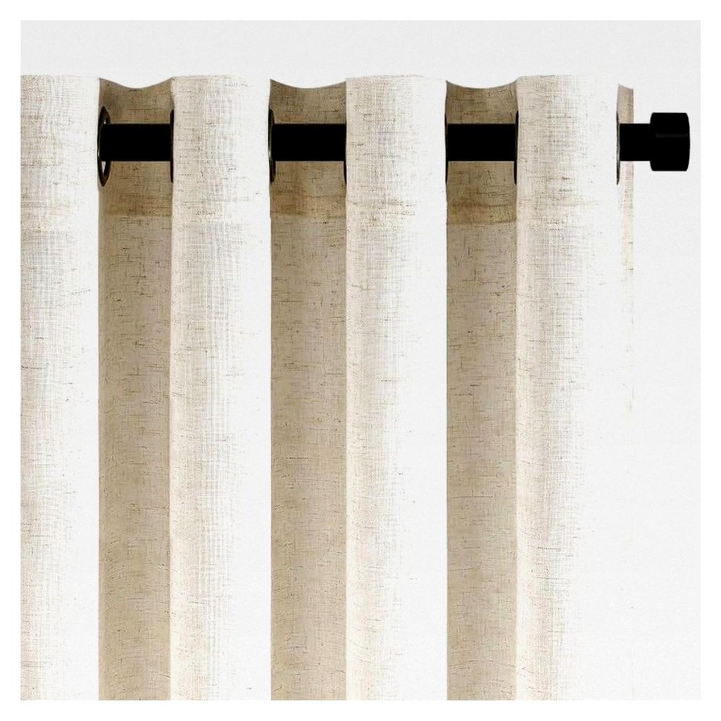 Leinen Vorhänge mit Ösen für Wohnzimmer und Schlafzimmer, halbtransparent, 140x225 cm, Beige, 2er Set