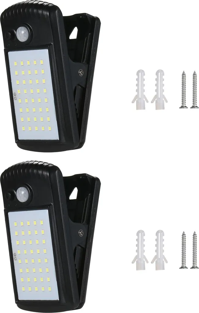 Projecteur solaire mural 40 LED et détecteur pour clôture et jardin