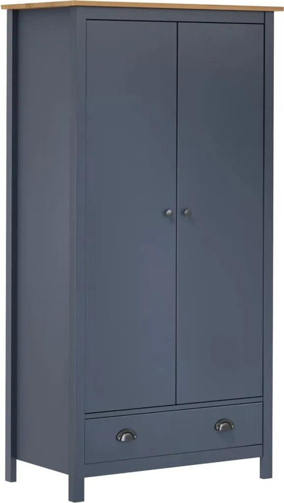 Penderie de Chambre en Bois Gris 89x50x170 cm - Armoire 2 Portes Hill