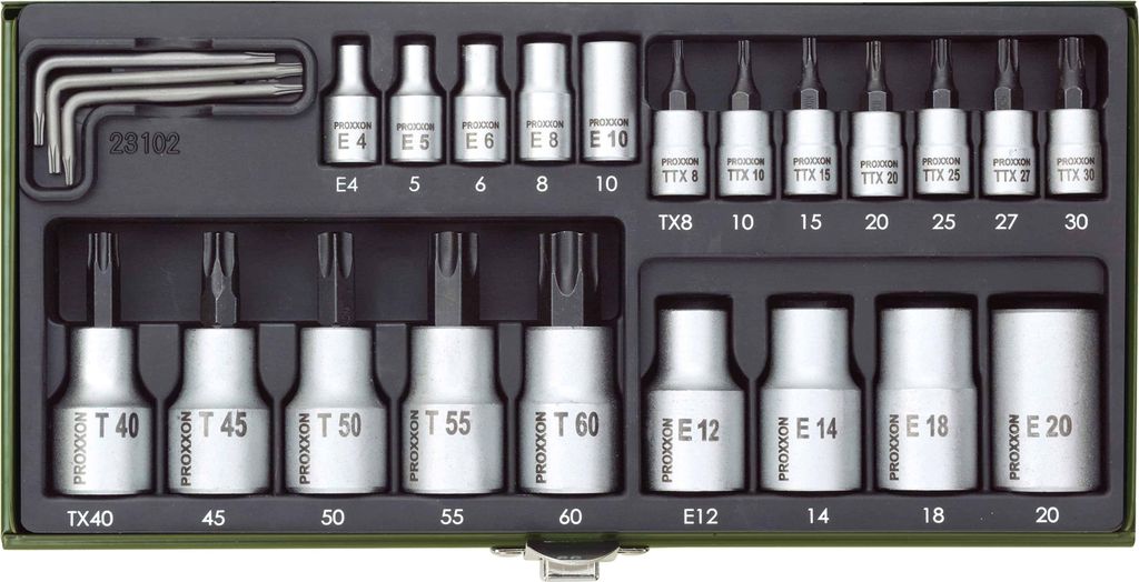 Proxxon Steckschlüsselsatz Torx 23-tlg. 1/4+1/2" Immagine del prodotto 
