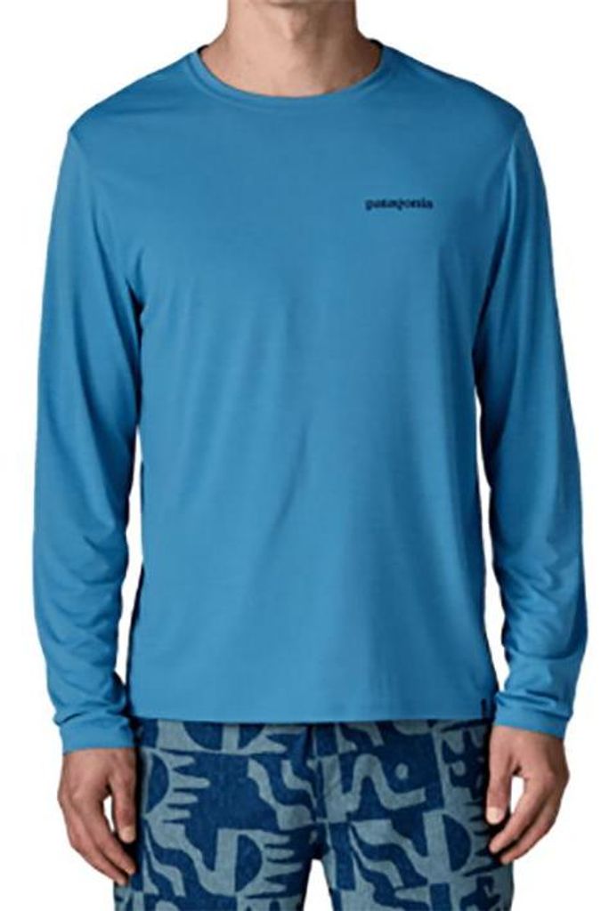PATAGONIA Longsleeve L/S Cap Cool Daily - Boardshort Logo shore blue - light shore blue x-dye XL