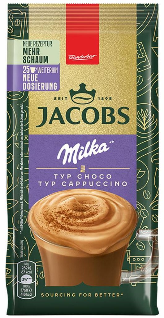 Jacobs Typ Choco Cappuccino Milka, Instantkaffee, Mit Produktbild 