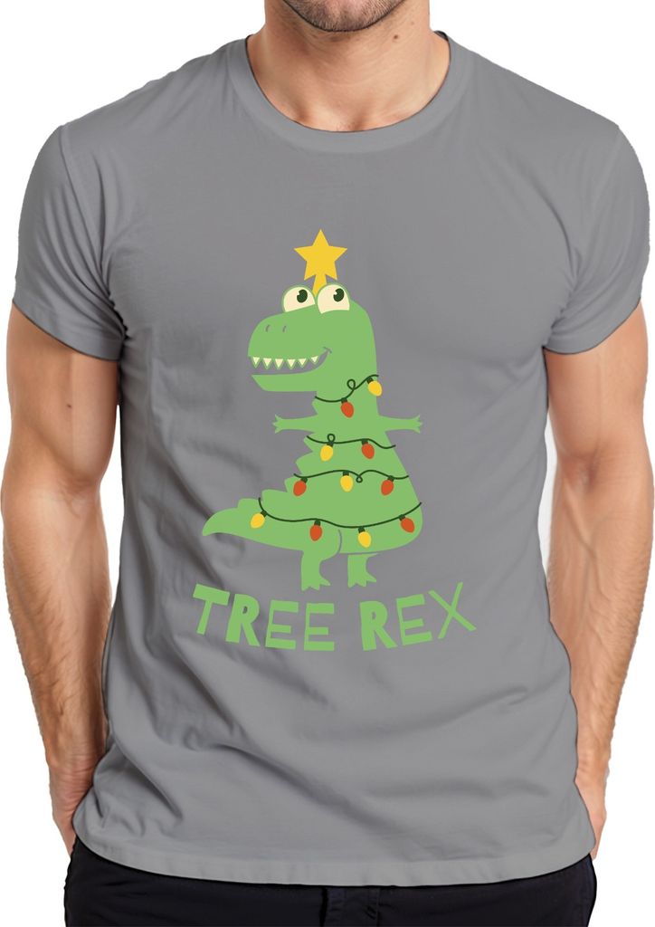 Tree Rex Weihnachtsbaum T-Rex - Weihnachten Weihnachtsgeschenk Christmas Herren T-Shirt, Grau, XL