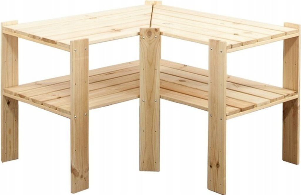 Eckregal WOODLAND | HxBxT 64x80x50cm | Fachlast 120kg | 2 Fachboden | Kiefernholz | Natur