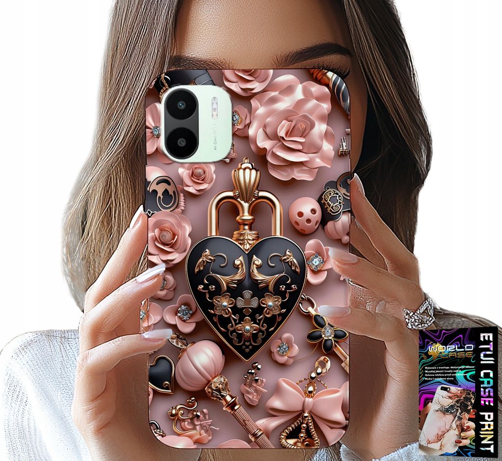 Fall Für Xiaomi Redmi A1 - Feminine Designs Vorhängeschloss Herz Fall + Glas