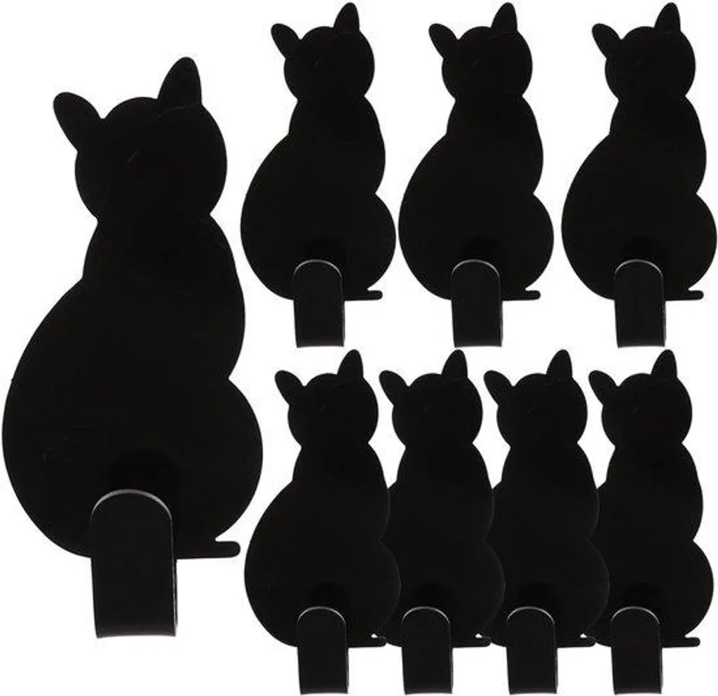 Lot de 8 crochets muraux adhésifs pour chats en gris - Support mural clés