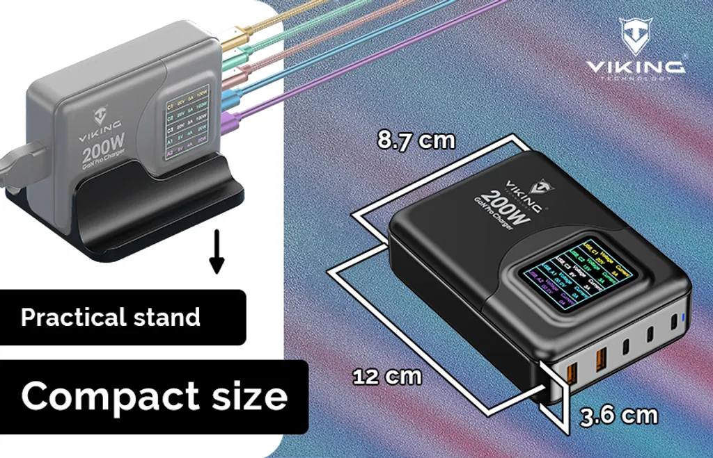 Chargeur Viking USB GaN 200W PD Pro - Station de Charge Ultra Rapide