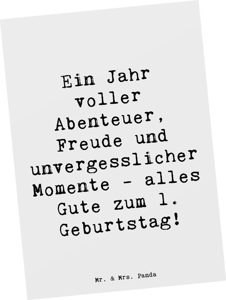 Mr. & Mrs. Panda Postkarte Spruch 1. Geburtstag Abenteuer - Weiß - Geschenk, Grußkarte, Alter, Kunstkarten, Leben, Ansichtskarten, alles Gute, Po...