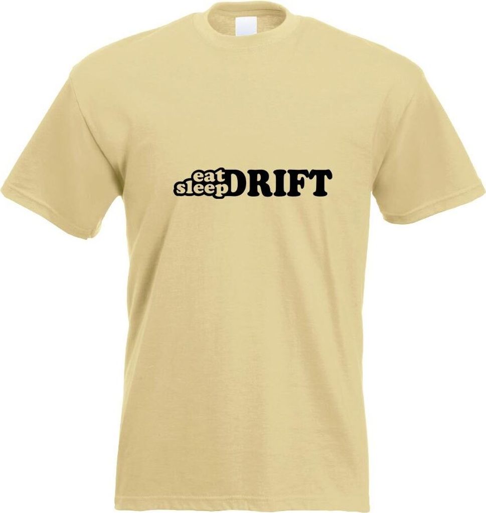 Kiwistar - T-Shirt - Khaki - Eat Sleep Drift Motiv Bedruckt Funshirt Design Print - mit Motiv Bedruckt - Funshirt Design - Sport - Freizeit - Herre...