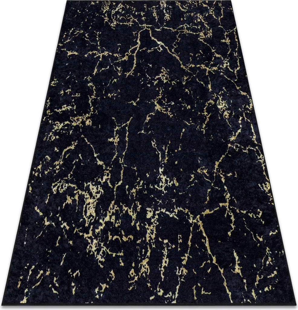 Tapis de Décoration Lavable pour Grand Salon Marbre Noir MIRO 160x220 cm