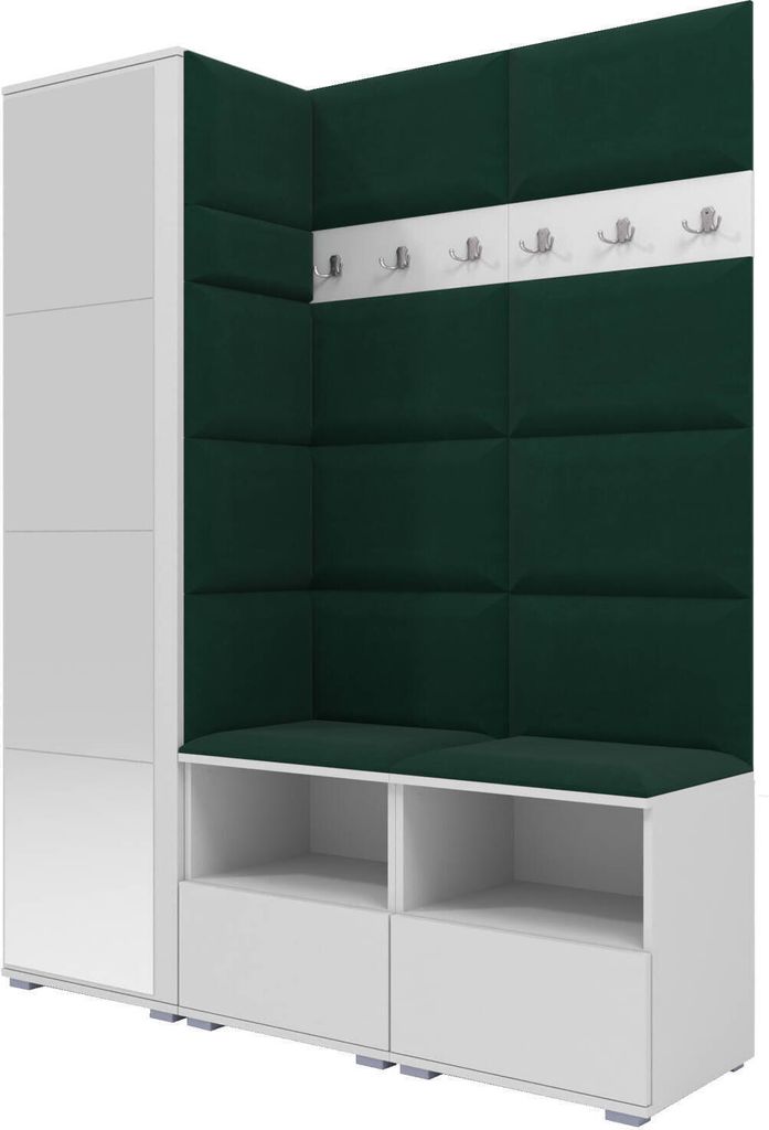Garderoben-Set Nela II mit Spiegel, Polstergarderobe mit Produktbild 