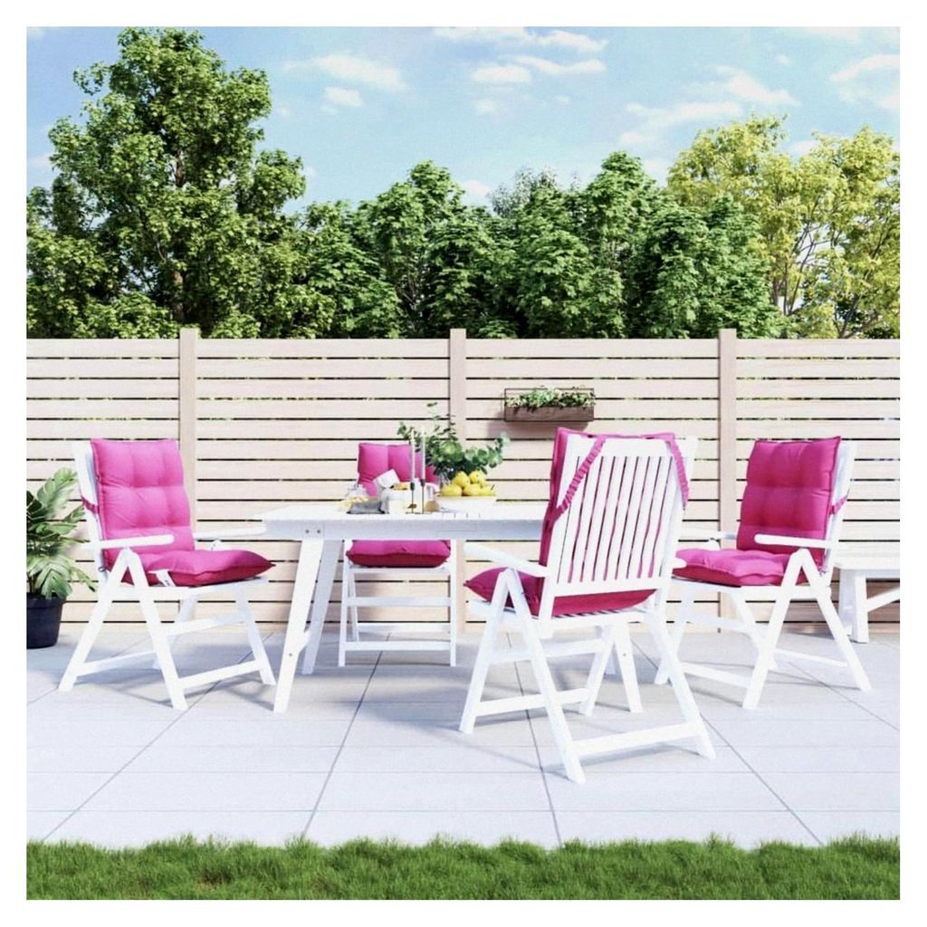 Niedriglehner-Auflagen 4 Stück. Rosa Oxford-Gewebe, Liegenauflage, Auflage für Gartenliege, Sitzkissen für Gartenmöbel, Bankauflage, Stuhlaufla...