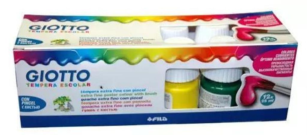 GIOTTO Schulmalfarben Tempera Escolar 25ml 12 Stück Produktbild 