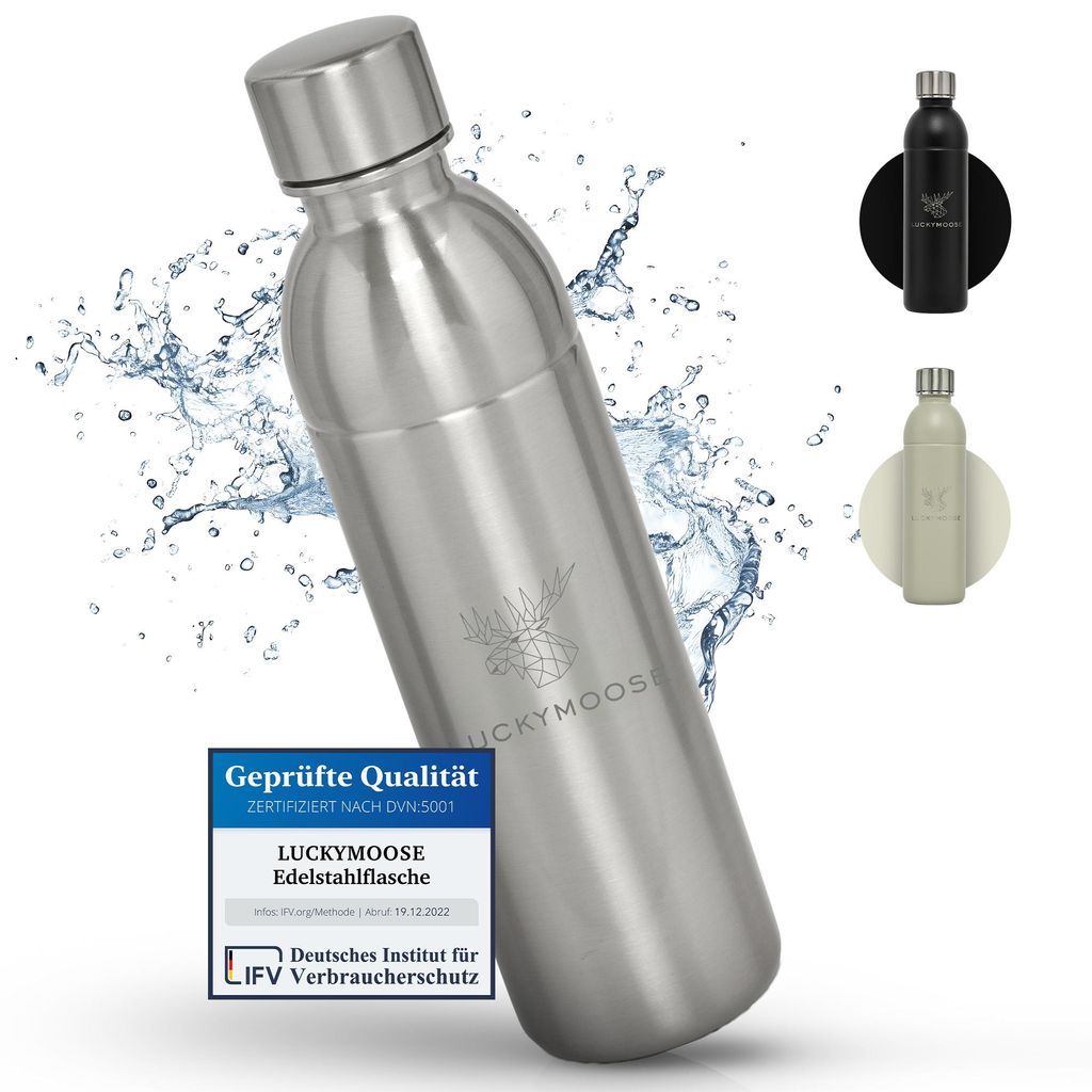 Luckymoose Infinity Edelstahlflasche (0,75L) kompatibel mit SodaStream TERRA Wassersprudler – Umweltfreundlich, Bruchsicher und Spülmaschinenfest