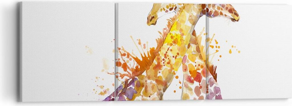 Bild auf Leinwand - Leinwandbild - Giraffen Tiere Kinder Safari - 90x30cm - Wand Bild - Wanddeko - Leinwanddruck - Bilder - Kunstdruck - Wanddekora...