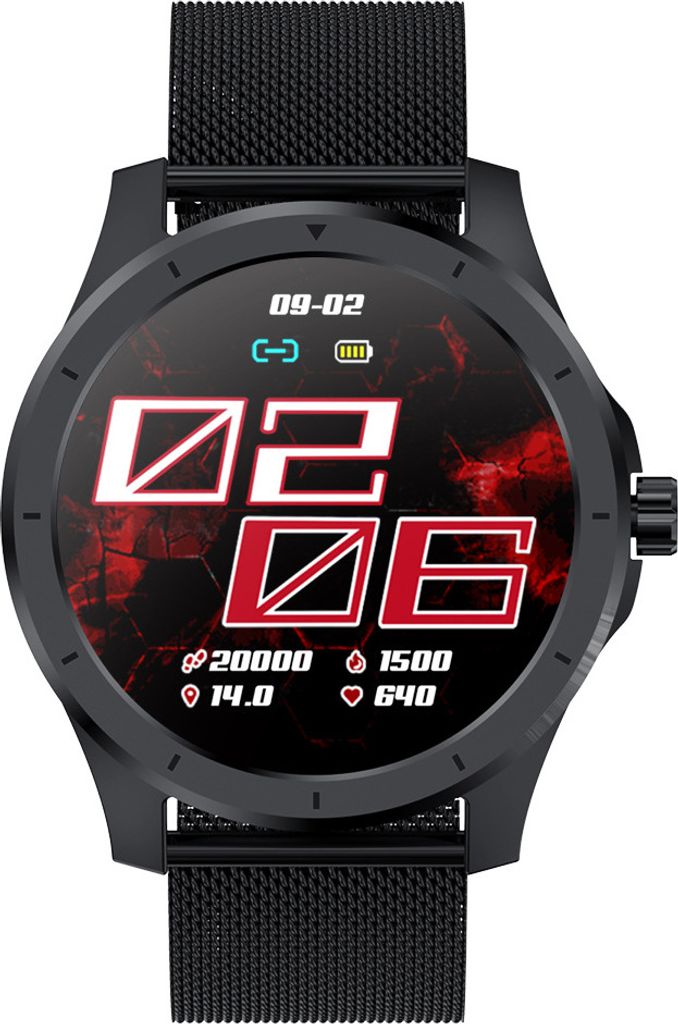 INF Intelligente Bluetooth Smartwatch aus Metall mit 1,43 Zoll Display und IP67 Wasserschutz für Alltag und Sport Schwarz