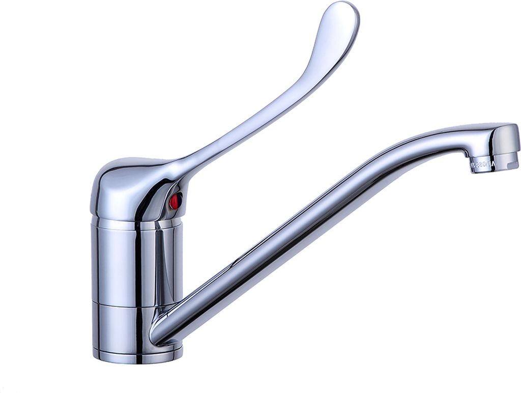 PYRAMIS 090914403 Einhebelmischer Spülbecken mit Arzthebel in CHROM mit schwenkbarem Festauslauf / medizinische Armatur / Mischbatterie