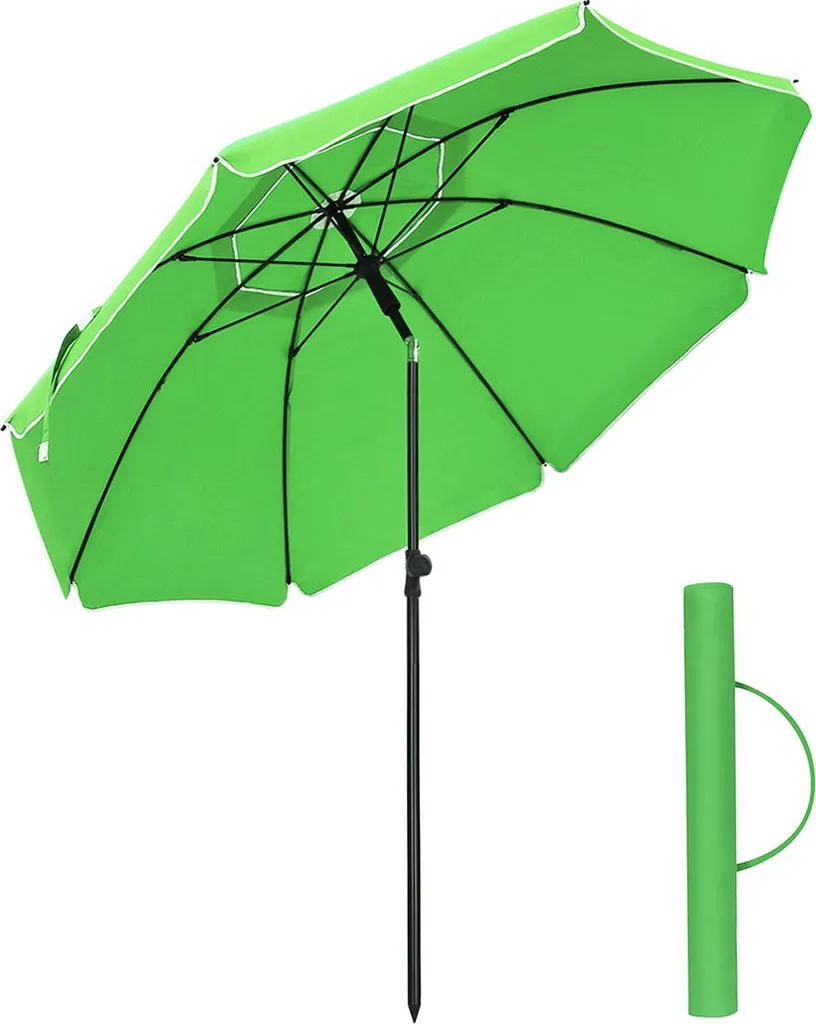 Parasol de jardin inclinable et pliant en toile polyester grise 180g
