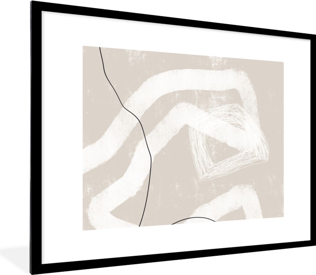 MuchoWow Gerahmtes Poster Linie - Abstrakt - Design 80x60 cm - Poster mit Schwarzem Bilderrahmen Wandposter Rahmen Foto Bilder - Schlafzimmer-Dek...