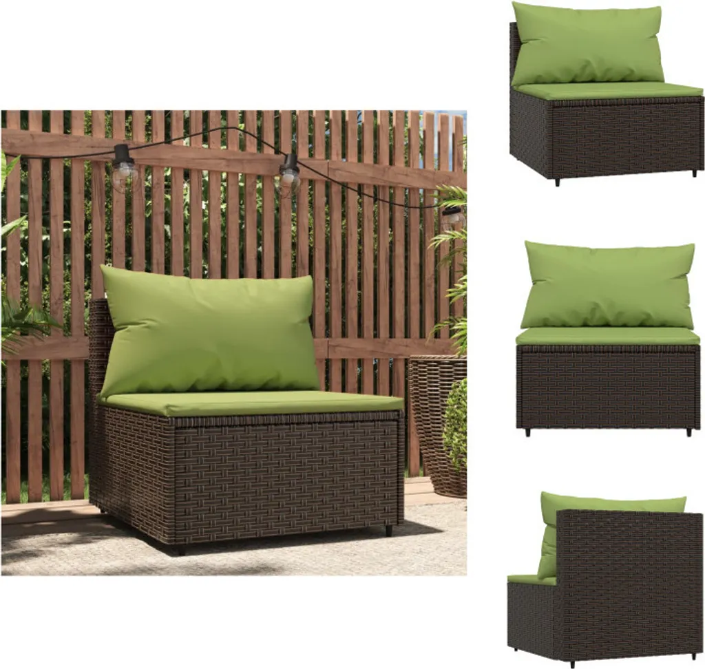 VidaXL Divano da Centro Giardino: Poly Rattan Marrone con Cuscini