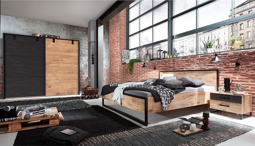 Schlafzimmer Set 4-tlg. DAVENPORT-43 mit Bett 180x200 in Eiche