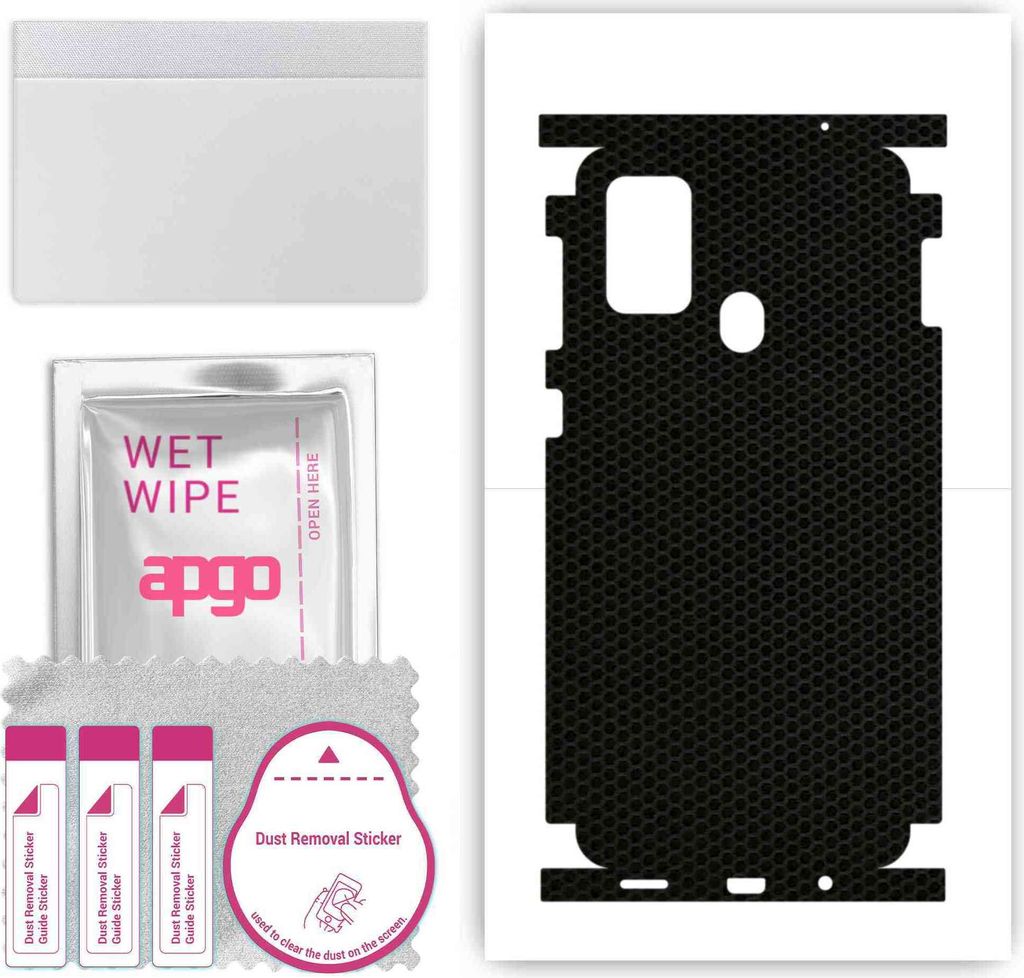 apgo Rückseite + Seiten Schutzfolie, Skin, kompatibel mit Samsung Galaxy M21s, Hinten Displayschutzfolie aus Vinylfolie, kratzfest, einfache Monta...