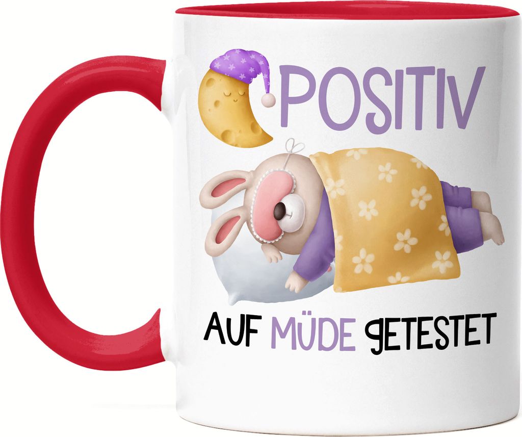 Positiv Auf Müde Getestet Tasse Rot Träumer Langschläfer Bär Schlaftier Polster Wolke Müdigkeit Schlafmütze