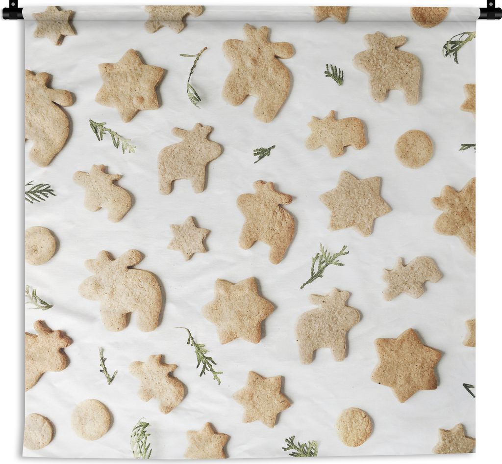 MuchoWow® Wandteppich Wandbehang Weihnachten - Kuchen - Produktbild 