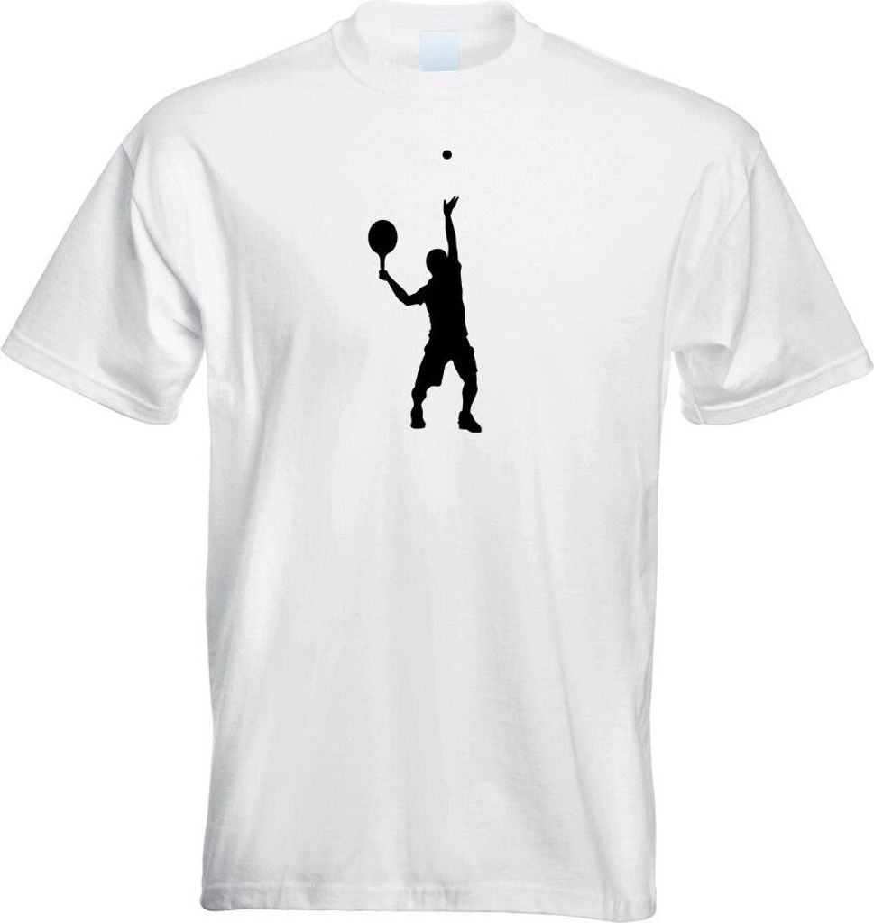 Kiwistar - T-Shirt - Weiss - Tennisspieler Figur Motiv Bedruckt Funshirt Design Print - mit Motiv Bedruckt - Funshirt Design - Sport - Freizeit - H...