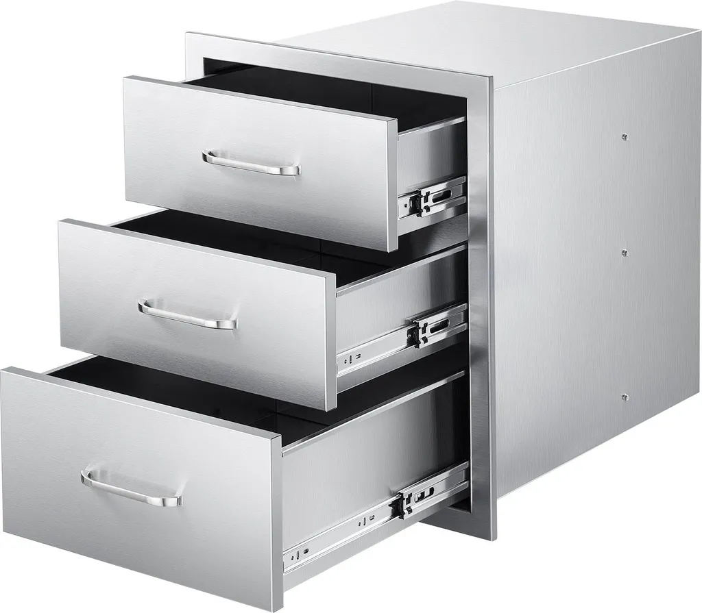 Aménagement Cuisine d'Été : Triple Tiroir Barbecue Inox Encastrable
